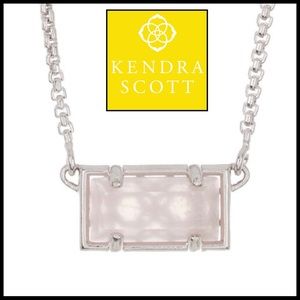 Kendra Scott Pattie Pendant / Rose Quartz & Silver. NEW.